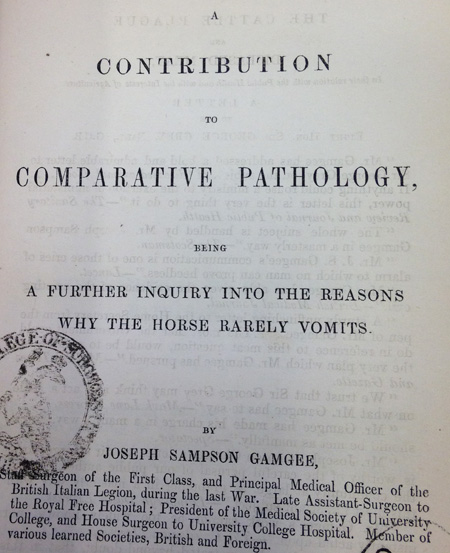 Title page of Contrbution to Comparative Pathology